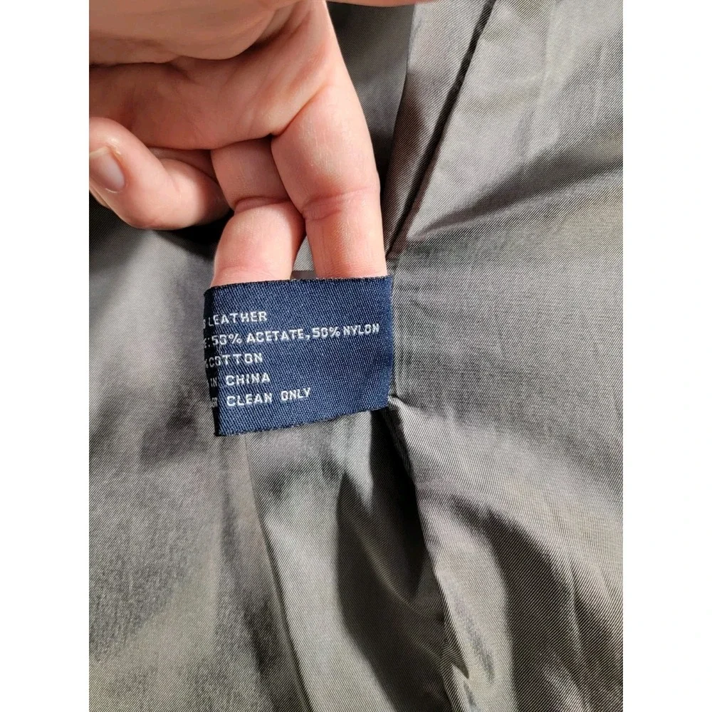 J. Park Collection Men's Large Black Soft Lambskin Leather Full‎ Zip and Button